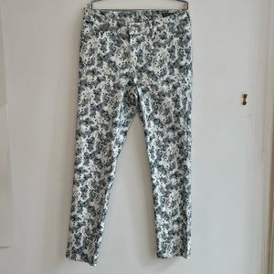 Floral Printed White Stretch Jeans